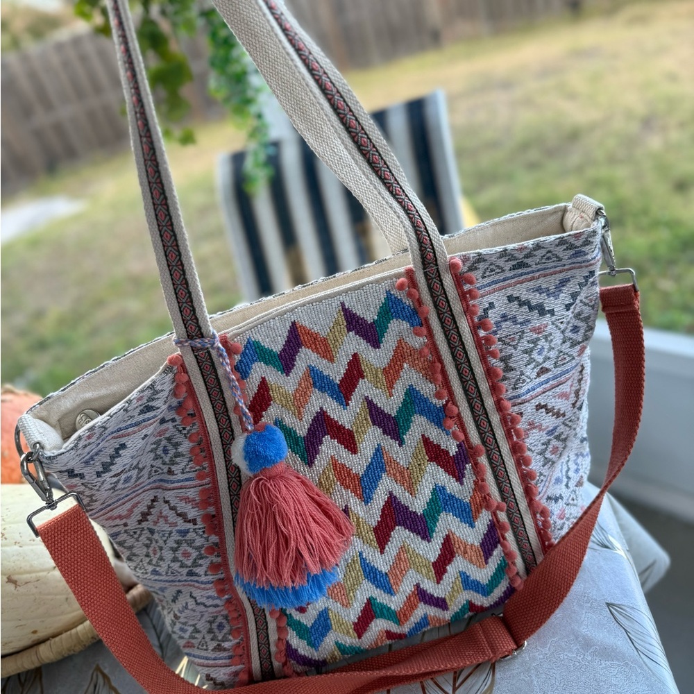 AMERICA & BEYOND Beyond/Embellished Tote Bag 3 Piece Set Boho Made In India 🇮🇳 - Picture 7 of 8